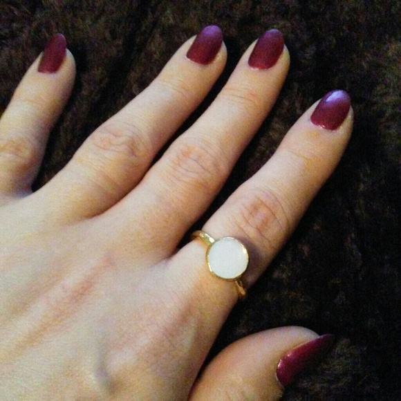 22k Gold Vermeil Solid 925 Sterling Silver Artisan Ring Milky White Stone New - Picture 6 of 8